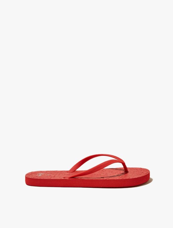 Rubi - Sepatu - The Rubi Flip Flop - Mickey Face Vintage Red Embossed HAPPY SHOPPING DAN TERIMAKASIH