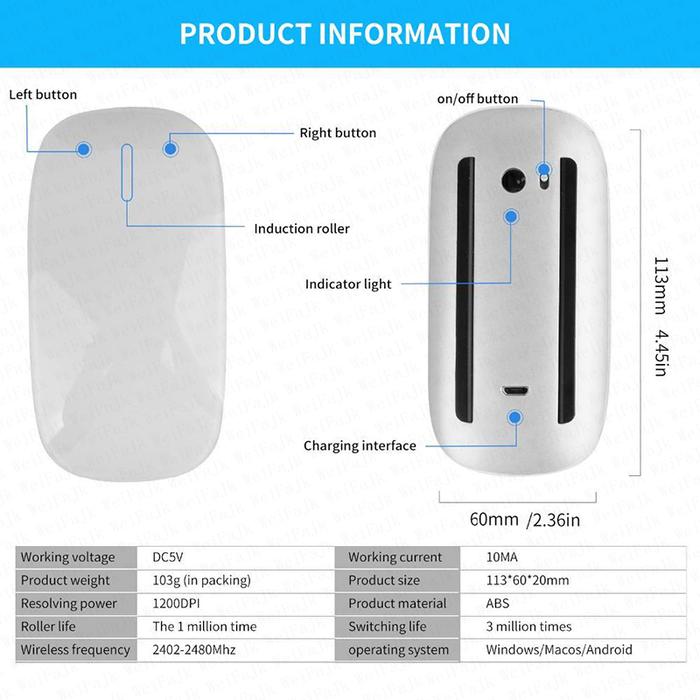 For Apple Original Wireless Bluetooth Touch Magic Mouse For Macbook Pro Air Mini Laptop Tablet PC iP