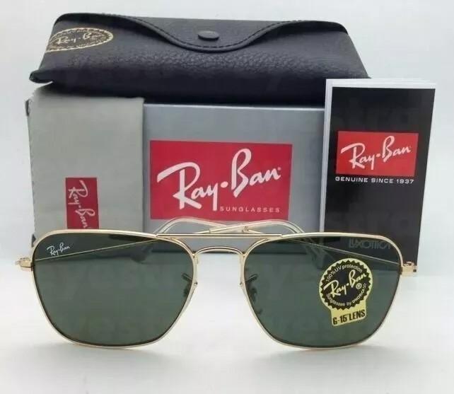 Kacamata Θriginal Rayban RB3136 Caravan Frame Gold Lensa Black