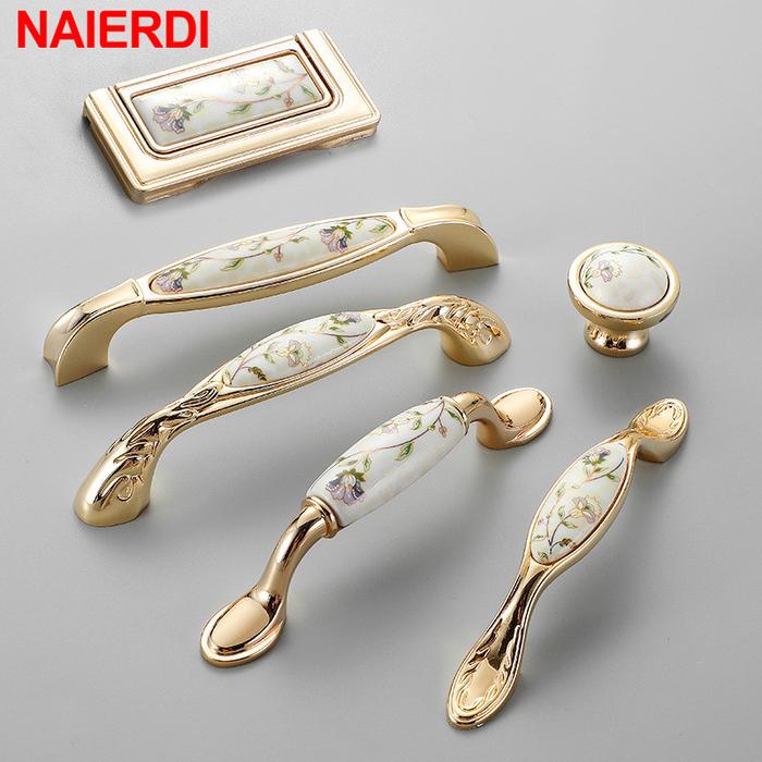 NAIERDI Antique Ceramic Cabinet Handles Chinese Vintage Drawer Knobs Wardrobe Door Handles European 