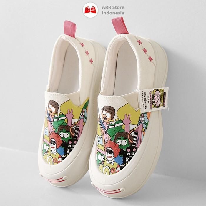 Sneakers Wanita Canvas Korea Sepatu Sneakers Wanita Casual Motif Doodle Art | SNP032 HAPPY SHOPPING 