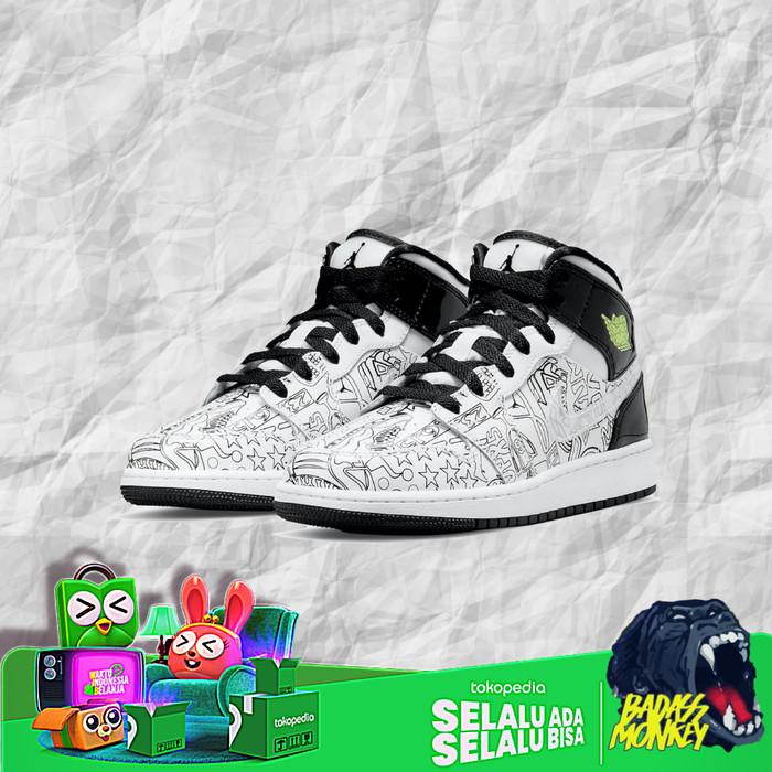 AIR JORDAN 1 MID SE DIY (GS) ORIGINAL SNEAKERS HAPPY SHOPPING DAN TERIMAKASIH .