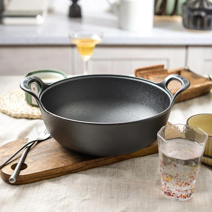 Cast Iron Pot Uncoated And Non Stick wok Casserole kitchen cooking pot cast iron skillet Cookware wo