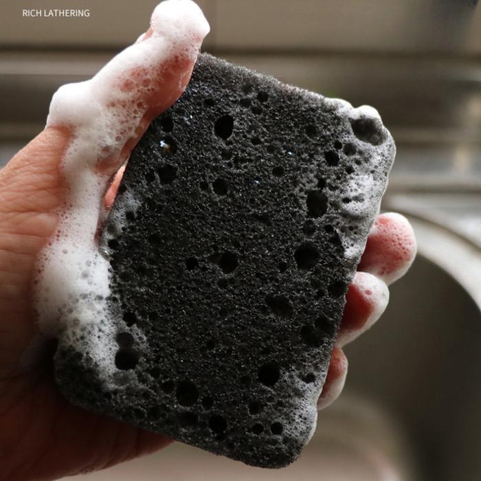 Magic Oval Shaped Black Seaweed Sponge for Kitchen Cleaning Brushes Dish Washer Cleaning Durable Mag