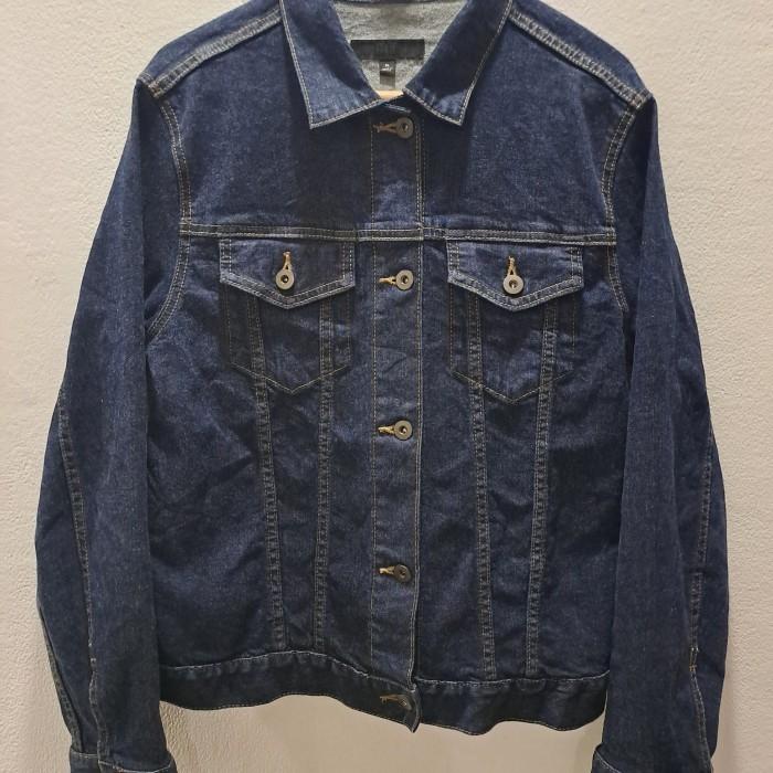 Jaket jeans original second size tag xl kancing kiri wanita style 2 kantong bahan 99% katun
