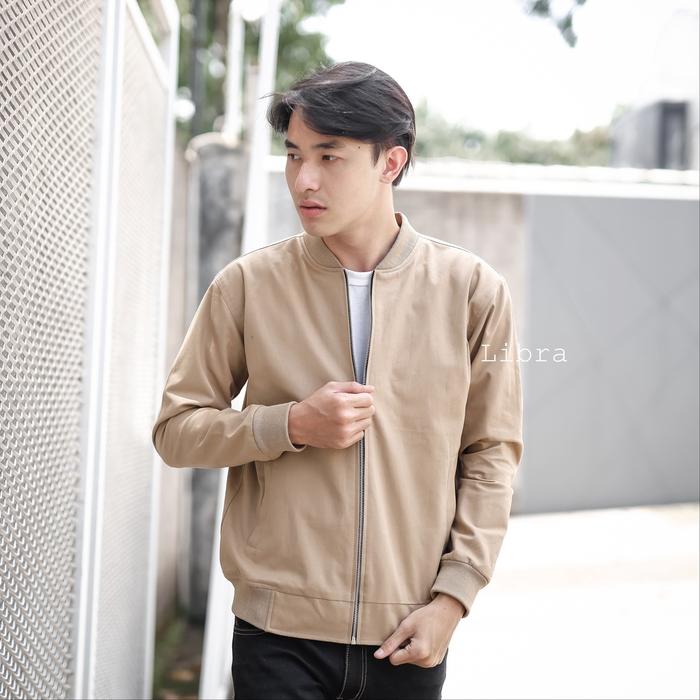 Libra Jaket Canvas Premium Cream Jaket Bomber Polos Bomber Jacket Jacket Bomber Pria Jaket Boomber P