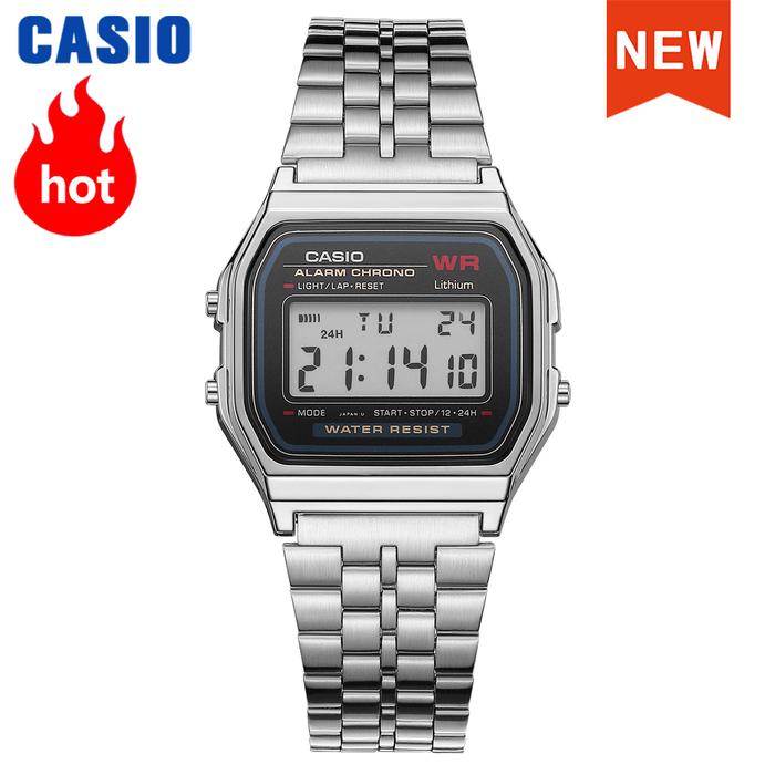 Casio Small silver square watch for men Luxury Quartz Waterproof Soldier Watch часы мужские наручные