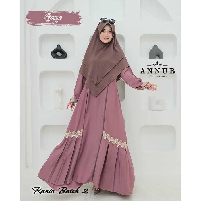 GAMIS SET KHIMAR RANIA ORI ANNUR ITYCREPE MIX CERUTY RENDA SYARI UMROH HAJI
