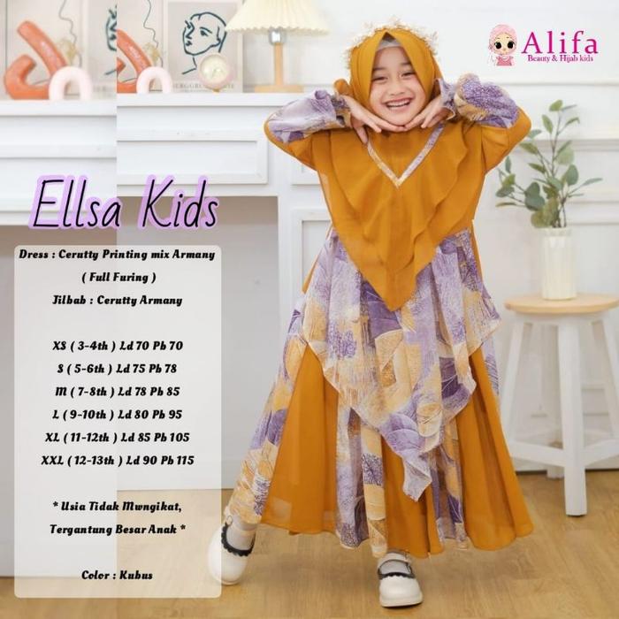 [ ata.id kids ] Ellsa kids dan Ellsa vol. 2 gamis muslim ceruty anak perempuan free jilbab premium b