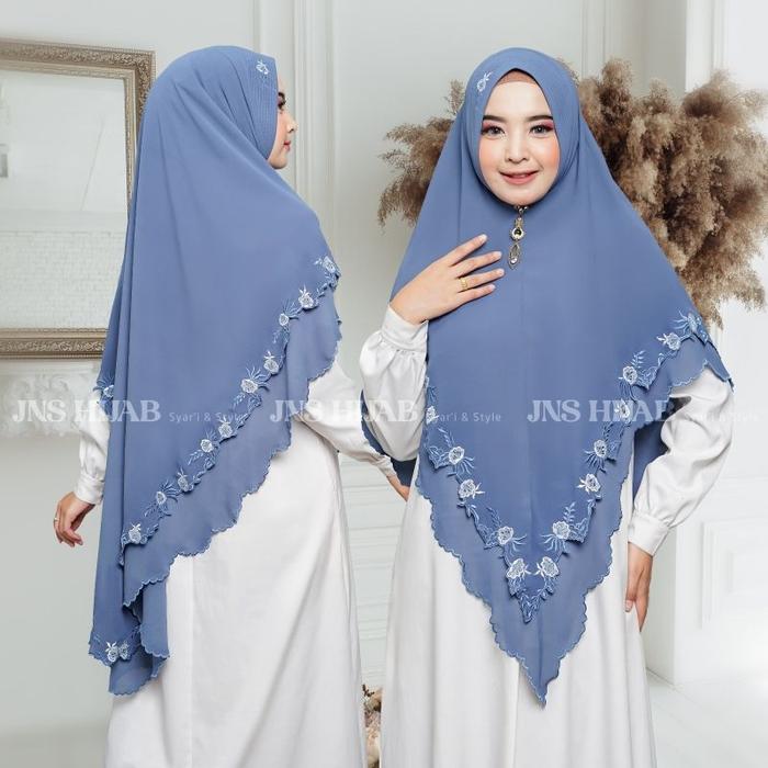 Khimar MALIKA /hijab syari bordir/jilbab ceruty bordir/kerudung syari 2 layer bordir lancip JNS
