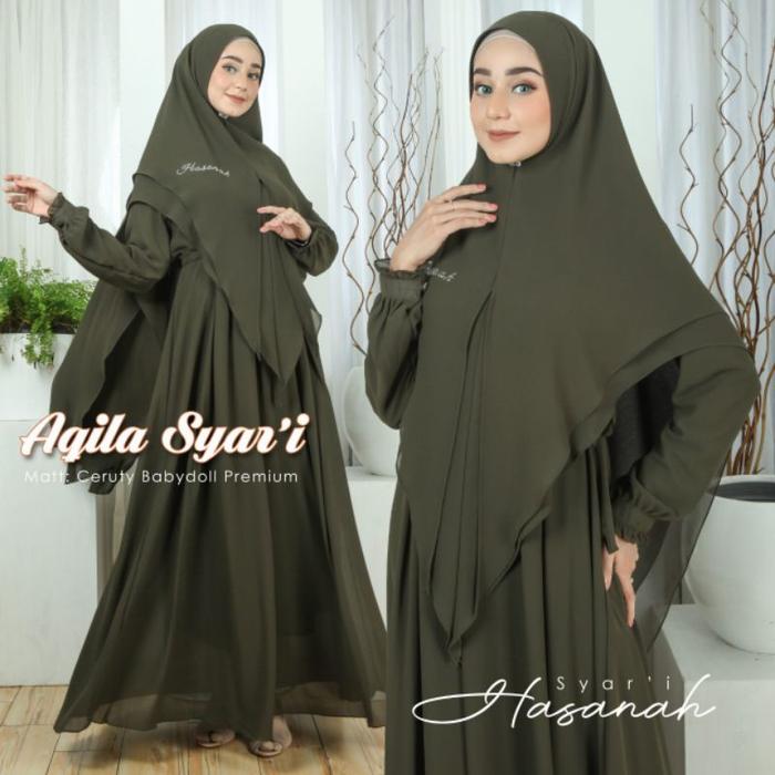 Gamis aqila syar'i/full set/original Arsya collection/gamis polos/gamis terbaru/gamis syari/gamis se