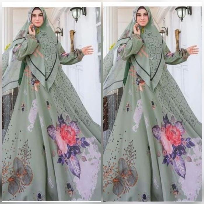 READY BUKAN PO Keenan Seruni syari set Gamis premium ceruty printing babydoll
