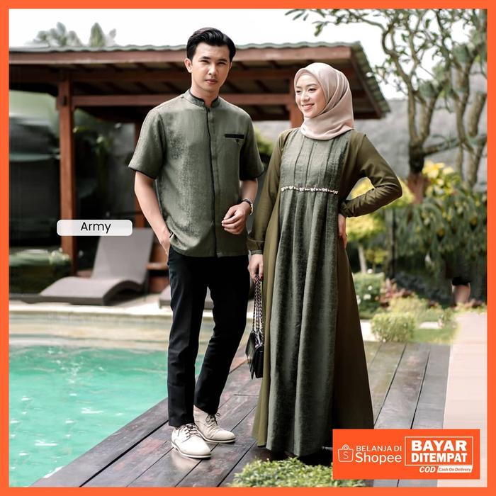AZKANA BATIK - Couple Gamis Syari Ameena Gamis Lebaran 2025 Syari Modern Dress Couple Lebaran Premiu