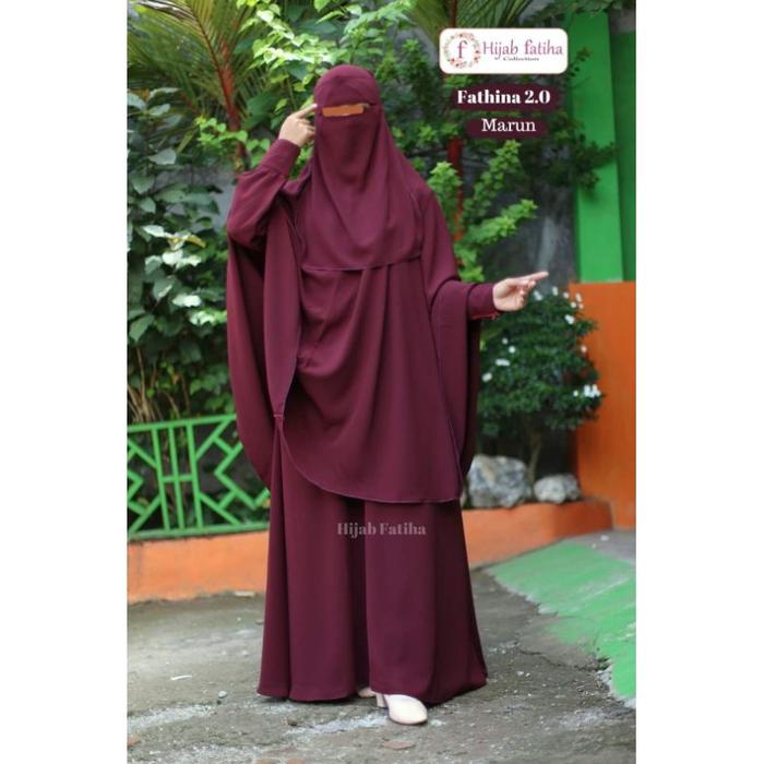 Gamis Syari set Polos Fathina, CADAR BANDANA, Hijab Fatiha