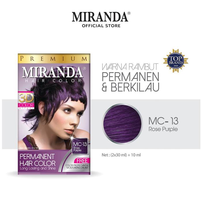 Semir Rambut Permanen Original Miranda Hair Color MC-13 Rose Purple Pewarna Rambut Premium Cat Rambu