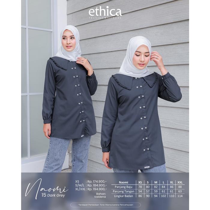 Promo ES - (COD) ETHICA NAOMI 15 Dark Grey XS M | Dusty Plum XS S - Tunik Muslimah - Tunik Dewasa Ka