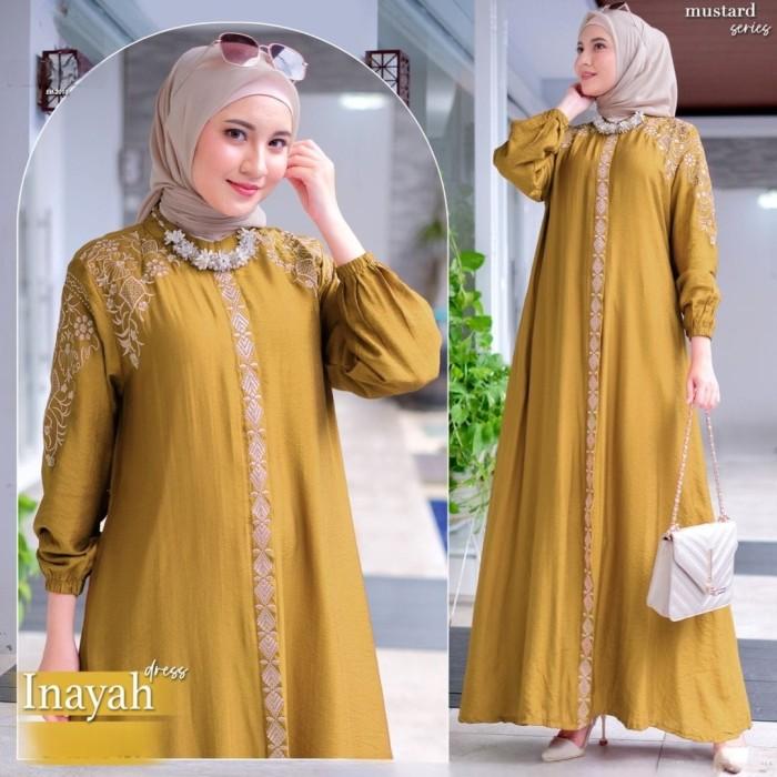 Dress Wanita Muslim Bordir Remaja Dewasa Gamis Modern Kekinian Inayah Renan_Fashion