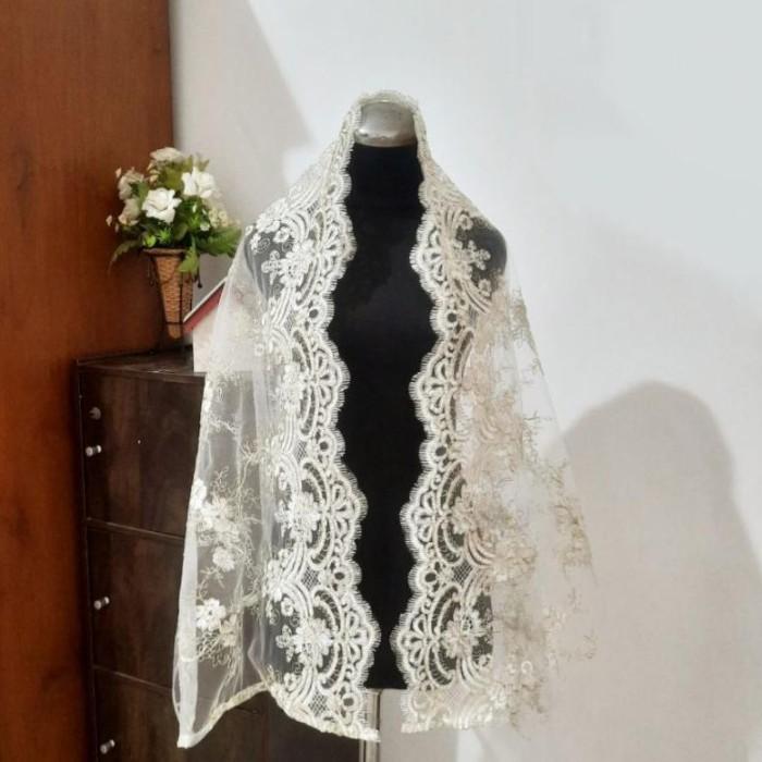 Slayer pengantin putih tulang / kerudung manten selendang besan tile