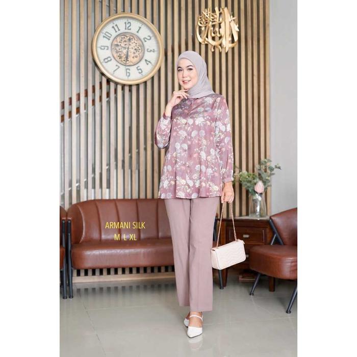 Promo tunik blouse silk silky armani motif high quality ori Kamari COD