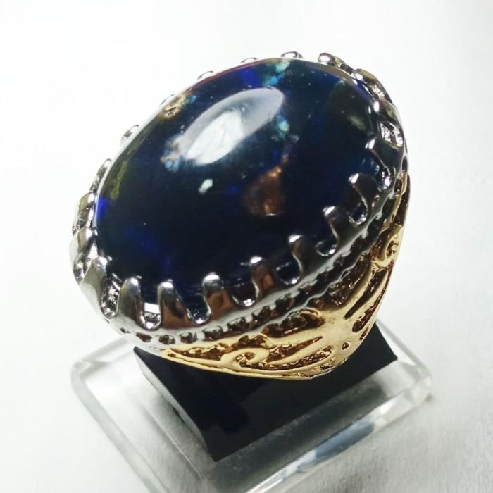PREMIUM Cincin Batu Akik Natural Getah Katilayu Biru