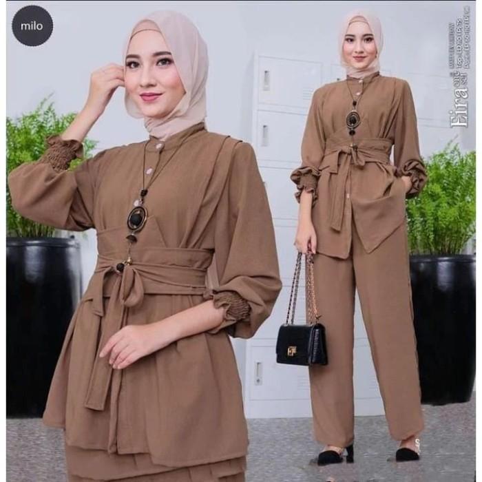 [BEST SELLER] EIRA ONE SET SETELAN WANITA MUSLIM BAHAN CRINKLE AIRFLOW BAJU KEKINIAN