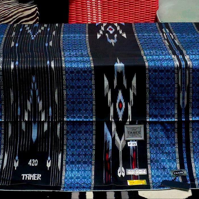 PREMIUM sarung tamer 420 type SGE full sutra songket timbul rapet mewah elegan dewasa terbaru Hitam 