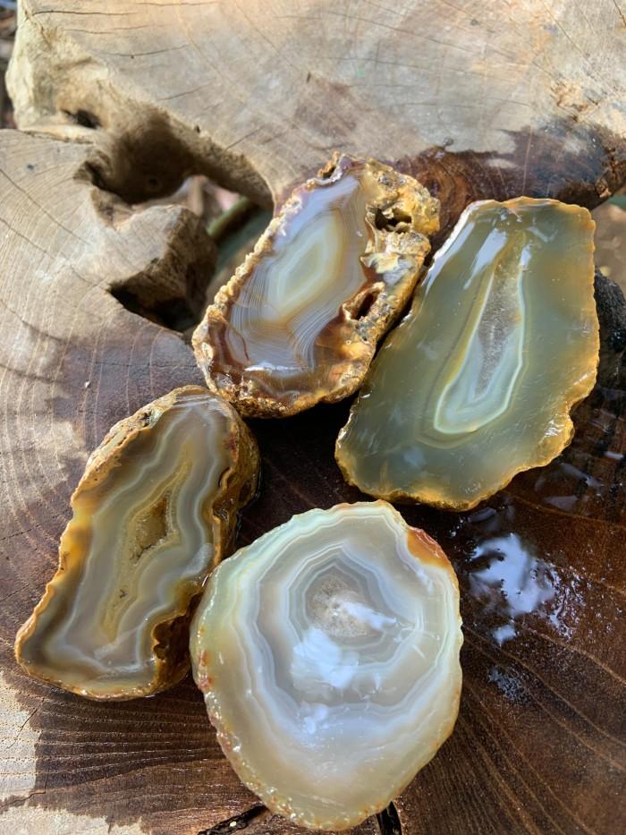 PREMIUM Natural Slice Chalcedony Multi Color Stone Rough Rock Raw Agate Bahan Batu Akik Alam Mulia K