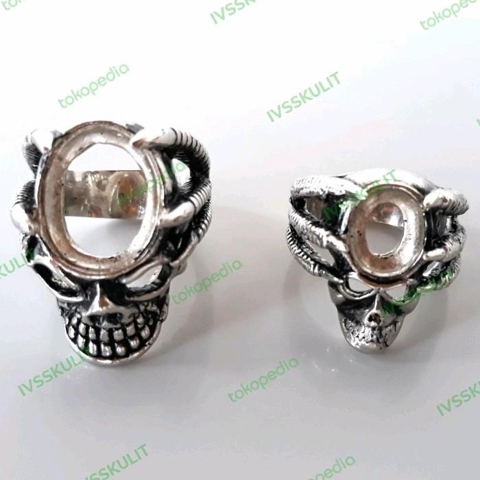 PREMIUM Ring akik bahan Monel casting/ emban tengkorak batu akik cincin pria