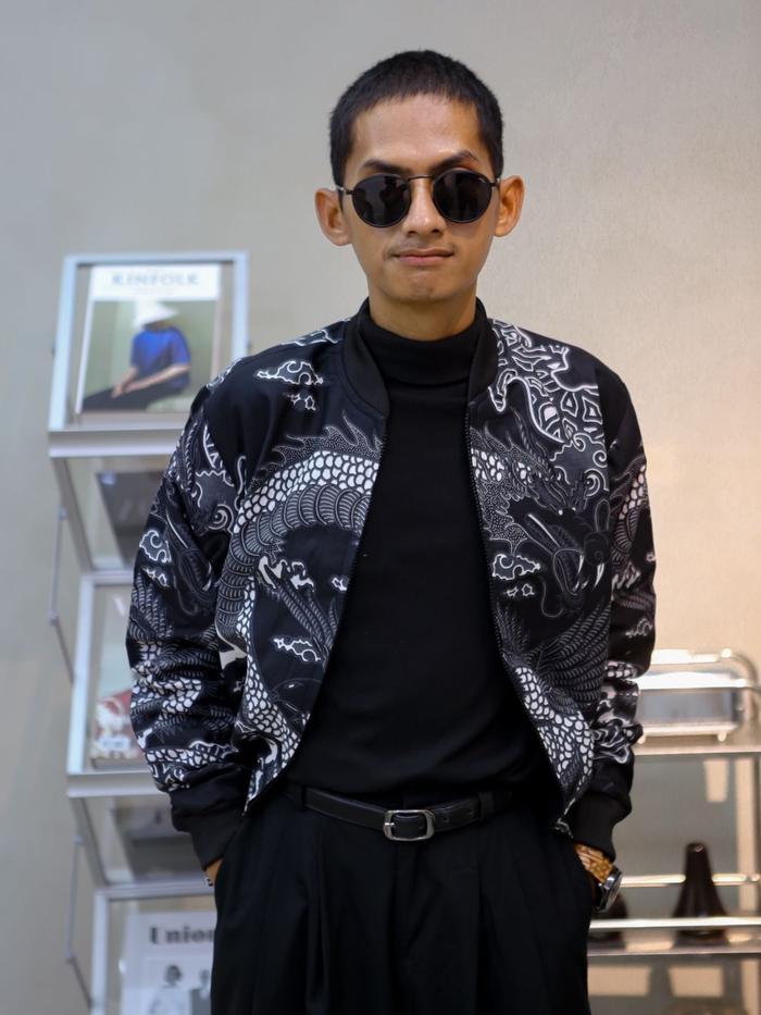 PREMIUM Jaket Batik Jaket Bomber Batik Tulis Premium Pria Naga Hitam