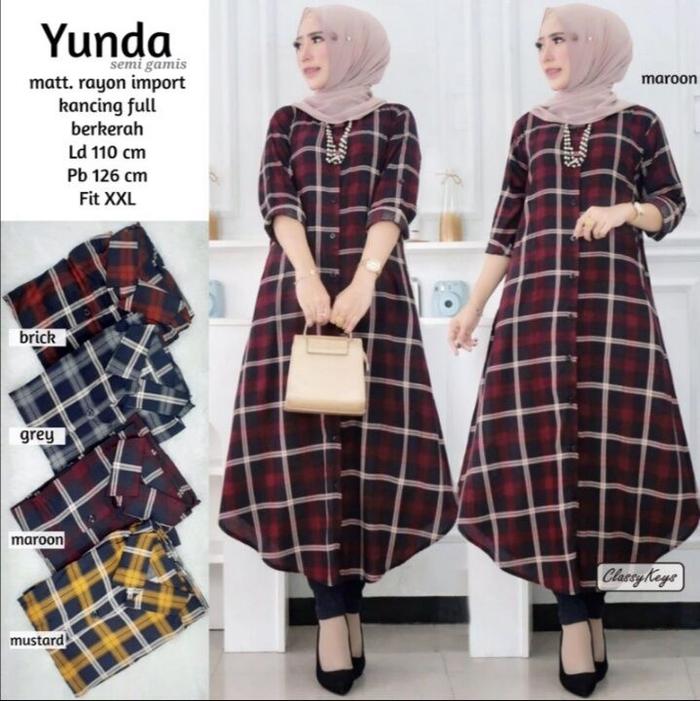 tunik kotak terbaru/ Long tunik kotak-kotak terbaru