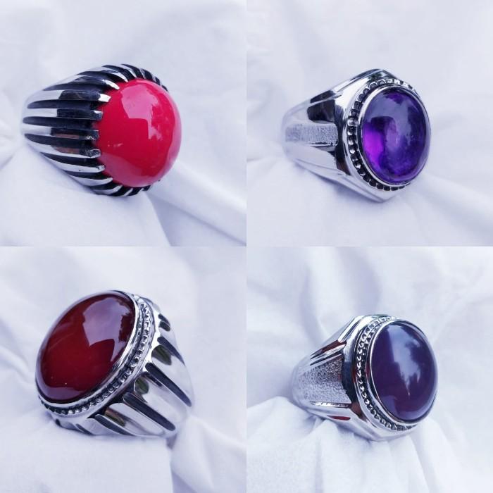 PREMIUM Cincin Ikat Cincin Emban Batu Akik Bahan Monel Handmade High Quality