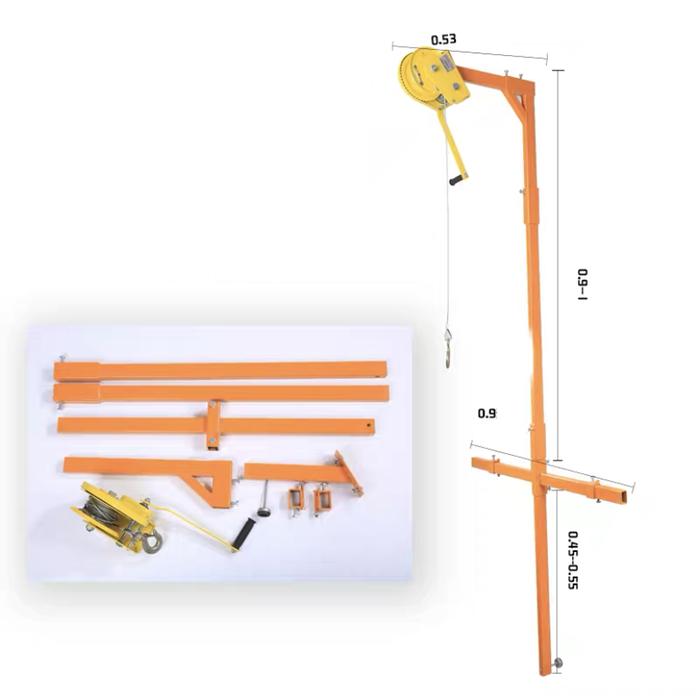 1200 lb Manual Stainless steel, outside installation lifting crane self-locking manual winch assembl