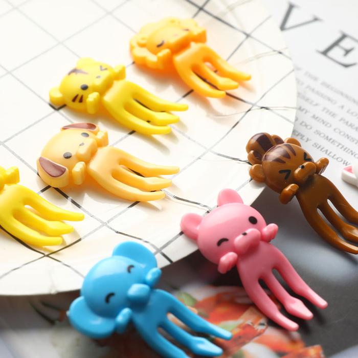 6-20pcs Animal Fruit Fork Mini Cartoon Children Snack Cake Dessert Food Fruit Pick Toothpick Bento L