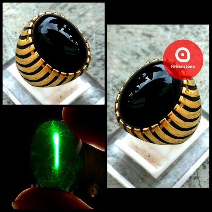 PREMIUM Cincin Emas Gold Batu Akik Kecubung Daun Crystal