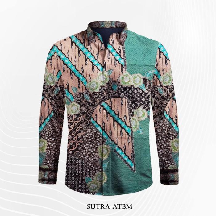 PREMIUM bahan batik tulis sutra atbm kemeja hijau tosca 1175BM