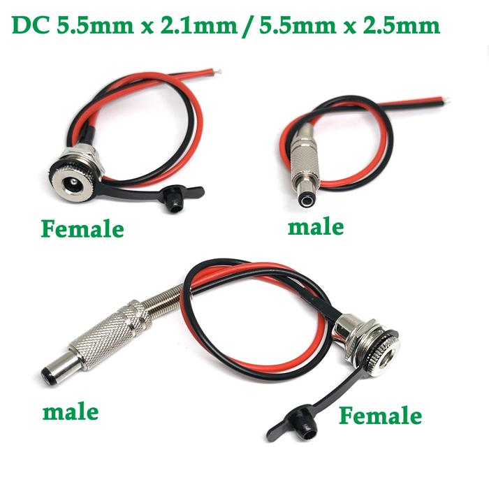 1/3Pcs DC099 5.5mm x 2.1mm 5.5mm x 2.5mm DC Power Socket Threaded Female male Connector Adapter  18A