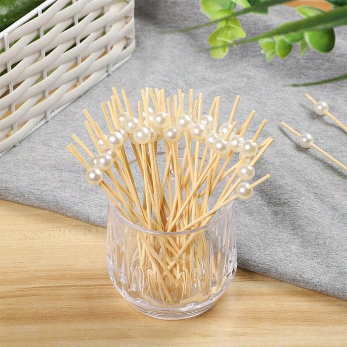 100pcs /50pcs Bamboo Fruit Fork Cocktail Prikker Skewers Disposable Fruit Fork Cocktail Prikkers For