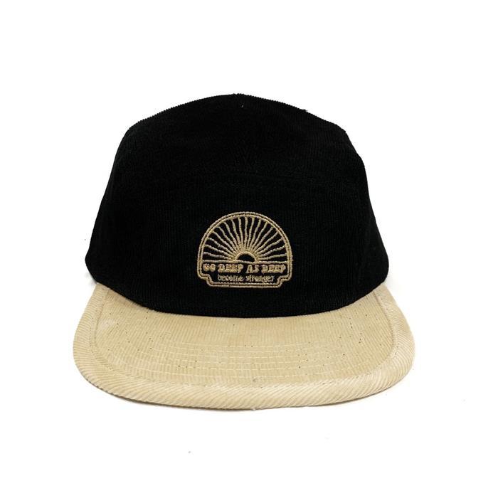 5 Panel Corduroy Black & Cream Terbaru