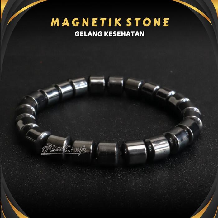 PREMIUM Gelang Batu Akik Kesehatan Hematite Badar Besi Alam Asli Pria Wanita