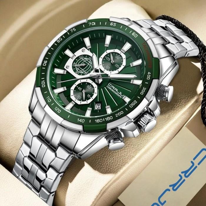 CRRJU Men's Watches Fashion Business Multifunction Quartz Chronograph