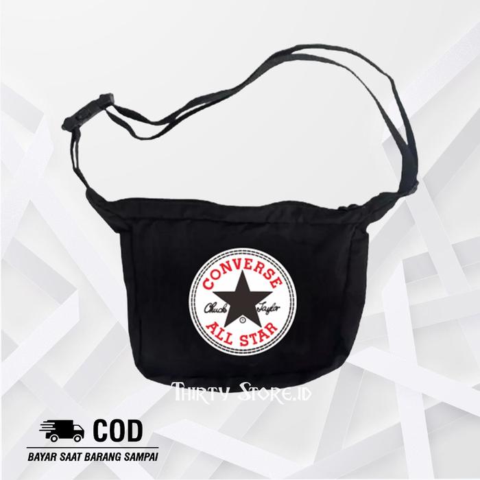 (BARU) SLING BAG NEW CONVERSE LOGO SLINGBAG PRIA WANITA / TAS SELEMPANG SEMI CANVAS | ZCO