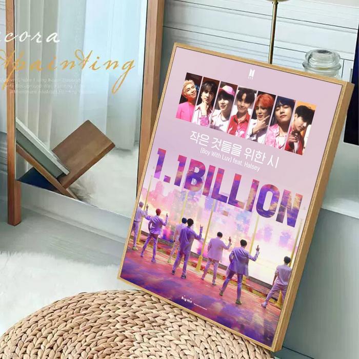 B-bts boy band music Self-adhesive Art Poster Retro Kraft Paper Sticker DIY Room Bar Cafe Stickers W