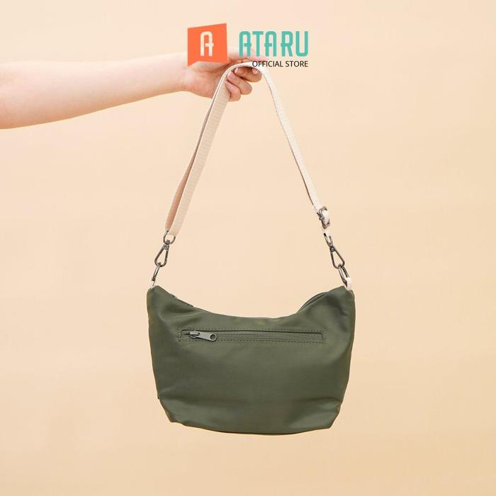 ATARU BAGUETTE TAS SELEMPANG NYLON - HIJAU TUA SLING BAG STYLISH TAS CROSSBODY CEWEK WOMAN MINI BAG 