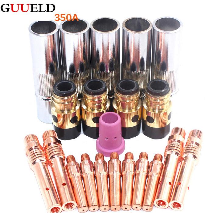45pcs 350A MIG MAG Gun accessories MIG shield Cups gas diffuser insulator electric tips  CO2 MIG wel