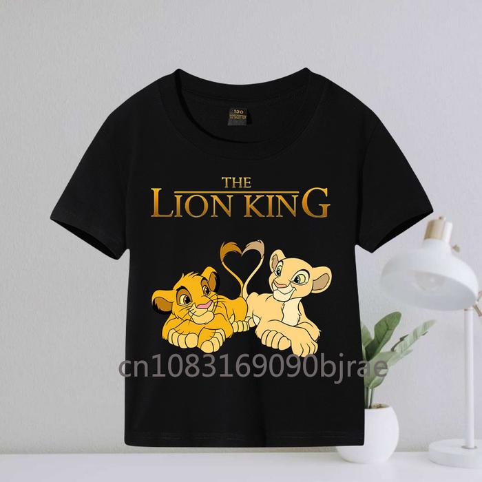 Summer Casual kids The Lion King Letter Pattern Printing Boys Gilrs 100% Cotton T-shirt O-Neck Short