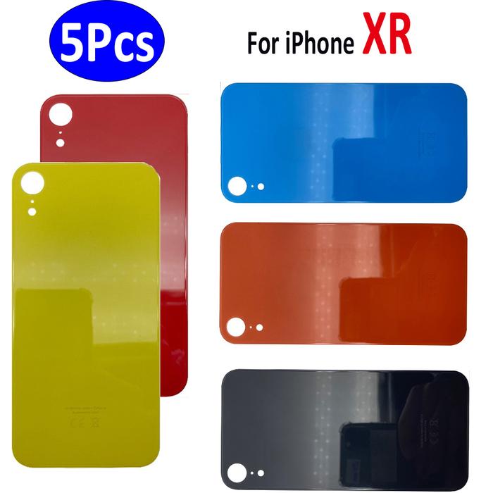 5Pcs, Big Hole XR Battery Cover Rear Door Housing Case Back Cover iPhone XR Glass Plate Battery Cov