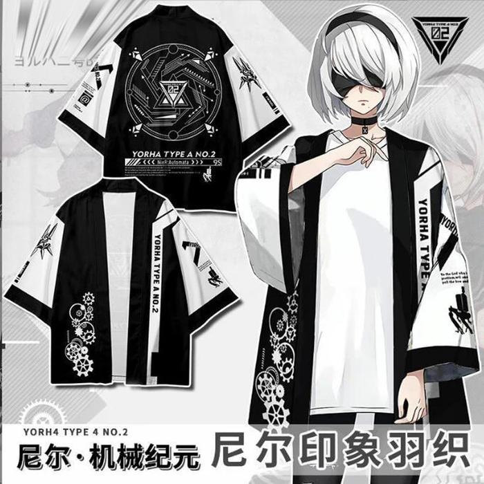 Game NieR Automata Anime Shirt Japanese Traditional Clothing Haori Cosplay Kimono Women Men Asian St