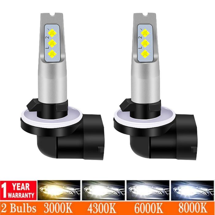 2Pcs LED H27 881 H27W2 12000LM 6500K White Yellow Blue Car Fog Light Front Head Driving Running Lamp