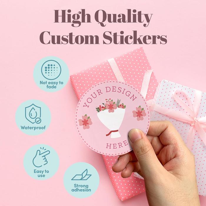 500PCS Custom Square Stickers Customized Logo Wedding Birthday Gift Box Personalize Wholesale Design