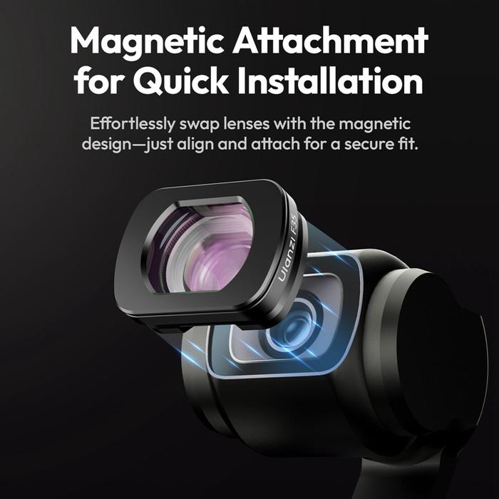 Ulanzi F35 Pocket 3 1.5X Telephoto/Wide-Angle Lens Expanded 112° for DJI Osmo Pocket 3 Magnetic Moun
